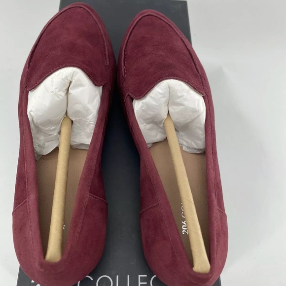 Women Loafer Suede, Pointed Toe Ballet Shoes, Burgundy -206 Collective 6B M - Picture 2 of 7